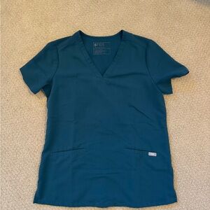 Figs Teal Caribbean Blue Scrub Top